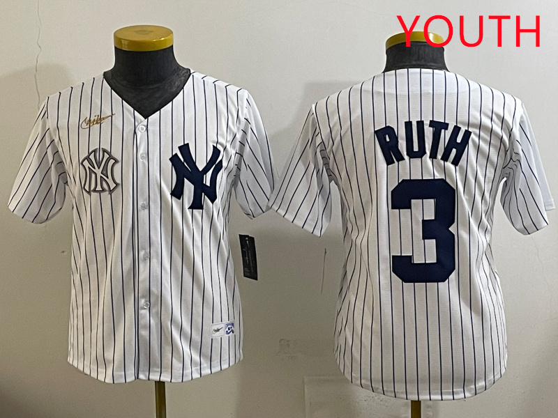Youth New York Yankees #3 Ruth White 2025 Nike MLB jersey style 24